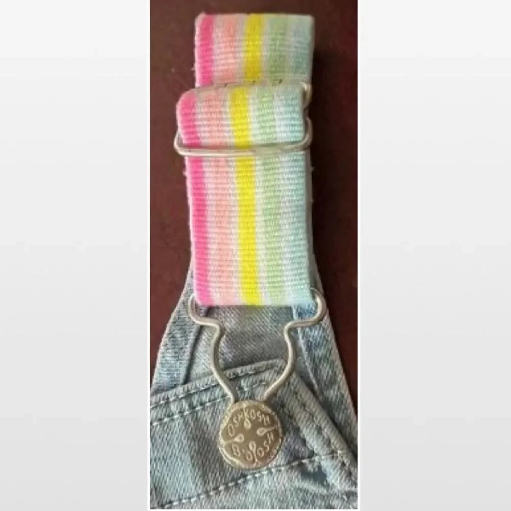 OshKosh B'gosh Kid 5T Toddler Girls Vestbak Overalls Denim Jean Rainbow Shorts